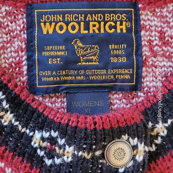 ❤️WOOLRICH classic timeless quality wool cardigan metal buttons Nordic fair isle - Picture 7 of 17